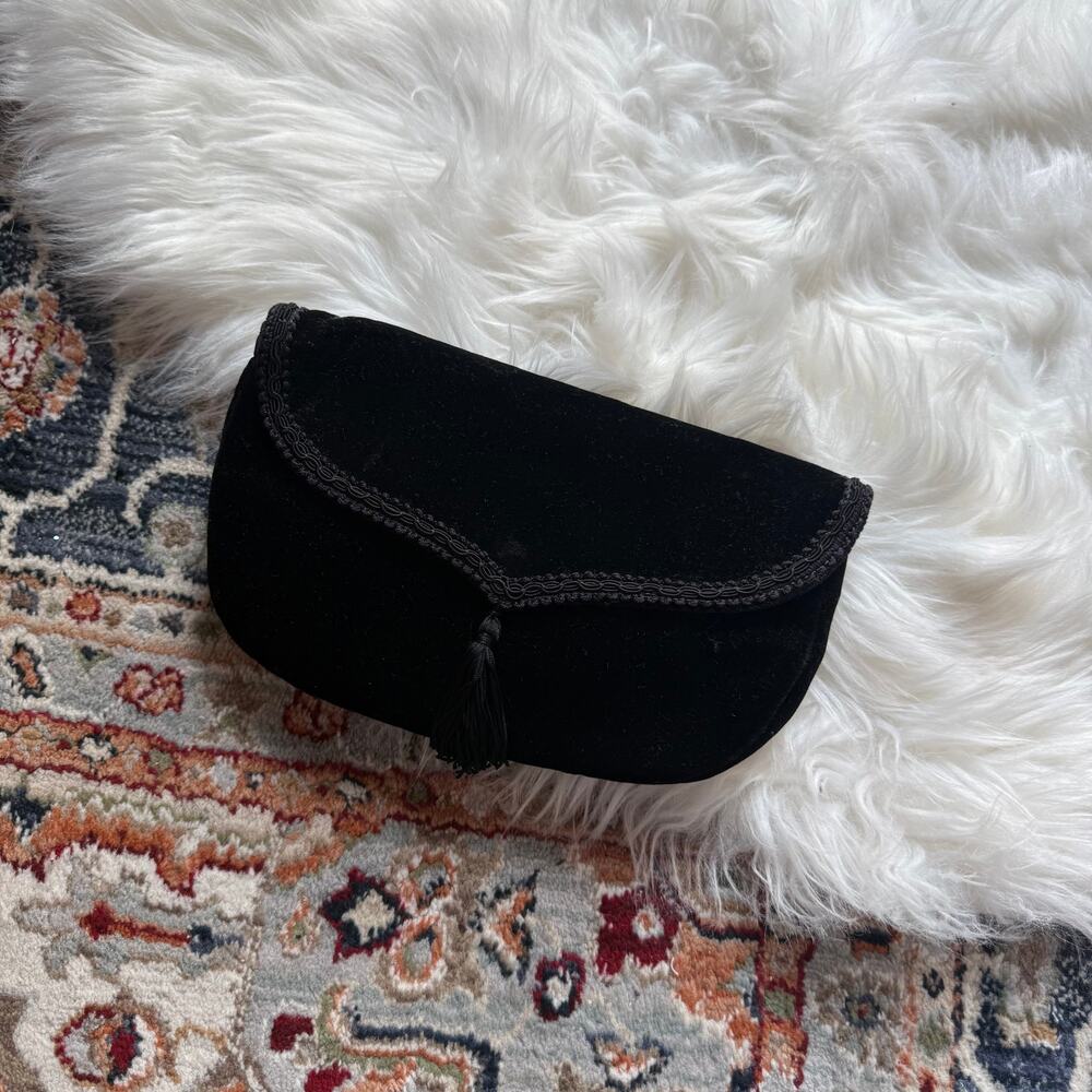 Vintage Black Velvet Tassel Evening Bag/Clutch